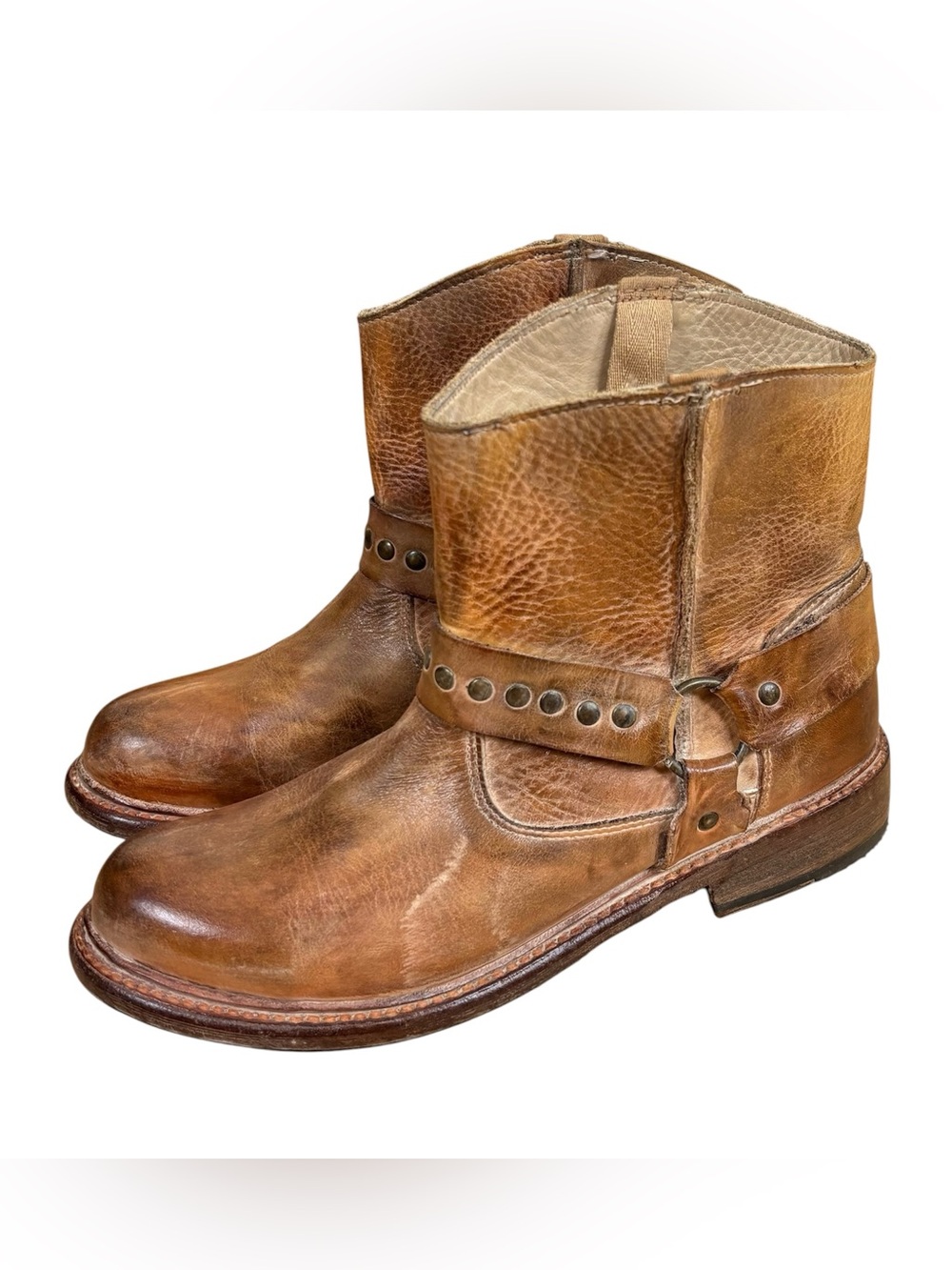 Bed Stu Exeter Distressed Leather Ankle Boots Women’s Size 7 Bench Made Brown